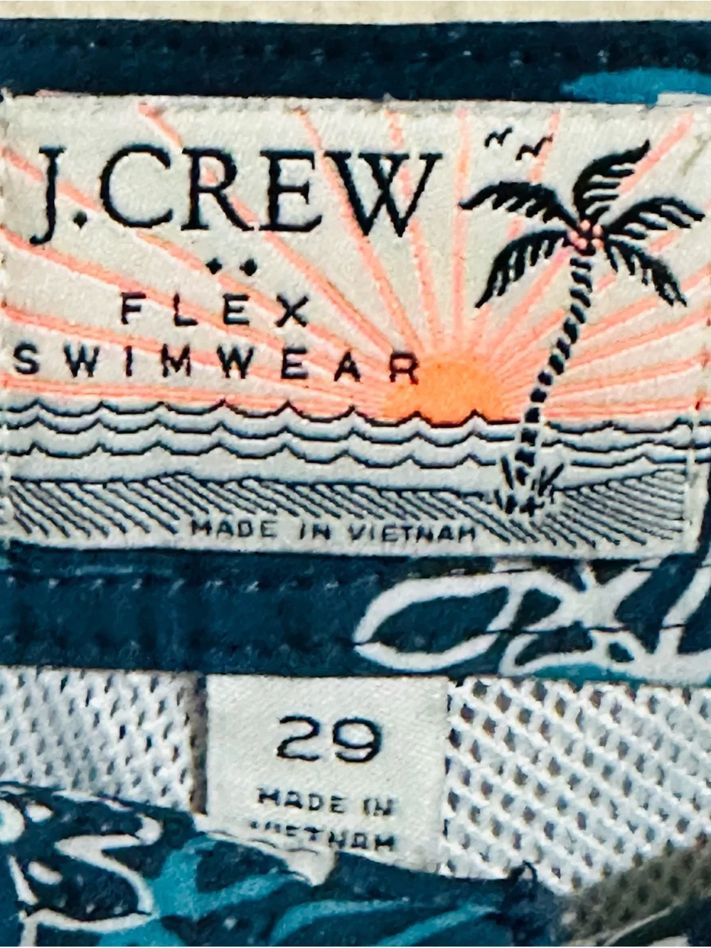 J. Crew Flex Swimwear Navy Blue Floral & Pineapple Swim Trunks